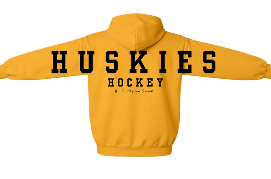 Huskies Hockey Hoodie with Customizable Player Autograph