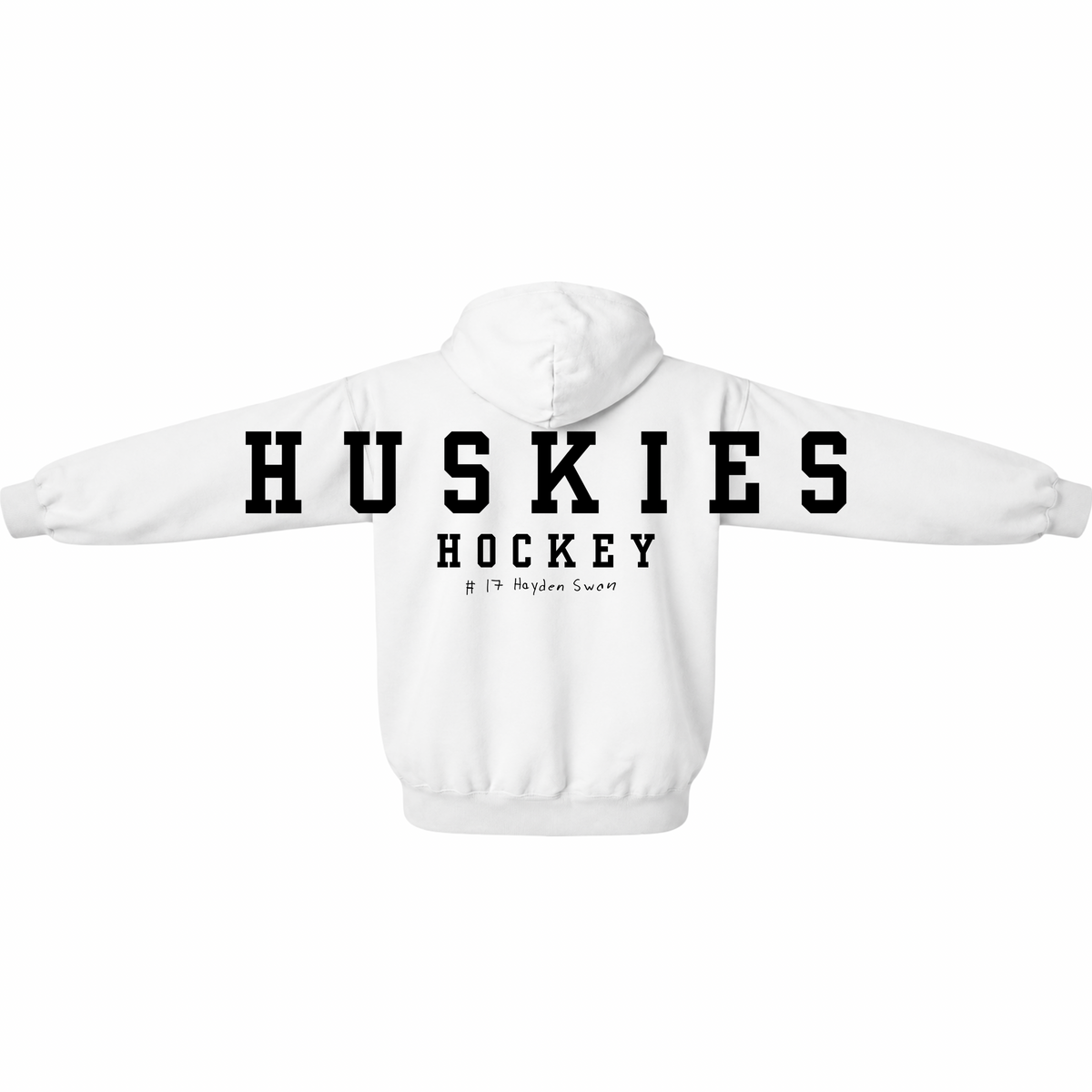 Huskies Hockey Hoodie with Customizable Player Autograph
